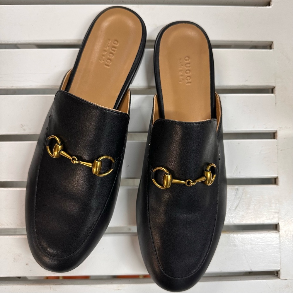Gucci Princetown Horsebit Mules in Black Sz 44